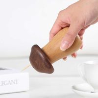 Natural Solid Wood Toothpick Restaurante Kitchen Office Box Wooden Toothpick Bucket Table Ornament Mushroom Toothpick Holder