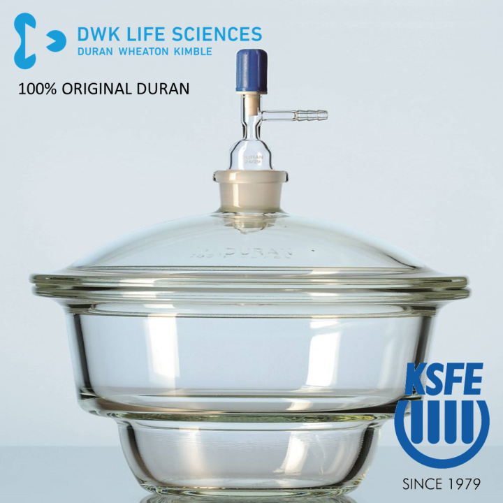 [ORIGINAL] Duran Desiccator Vacuum Boro Glass 200 mm with porcelain