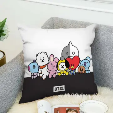 G-Ahora Cartoon Kpop BTS Soft Pillow Cover Decorative Square Throw Pillow  Case Set Cooky MANG KOYA CHIMMY TATA RJ SHOOKY Cushion Cover for Sofa Bed