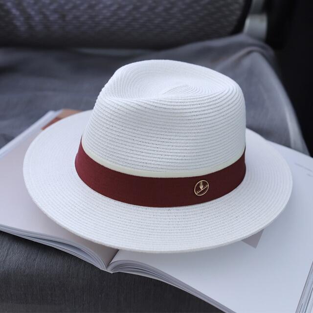 ออกแบบใหม่ธรรมชาติปานามานุ่มรูปหมวกฟางฤดูร้อนผู้หญิงผู้ชายปีกกว้างหาดซันหมวกป้องกันรังสียูวี-fedora-วันเกิด-gift83006