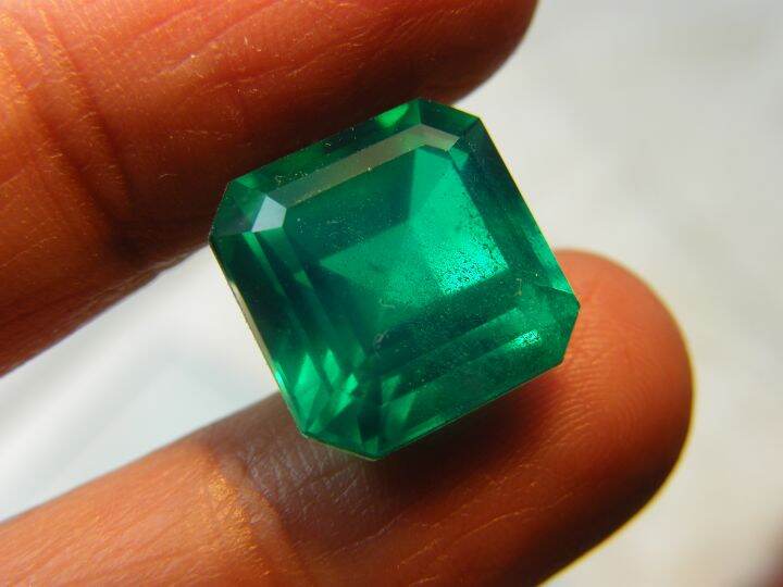 พลอย-columbiaโคลัมเบีย-green-emerald-green-doublet-emerald-very-fine-lab-created-12x12-มม-mm-10-กะรัต-1เม็ด-carats-รูปสี่เหลี่ยม-พลอยสั่งเคราะเนื้อแข็ง