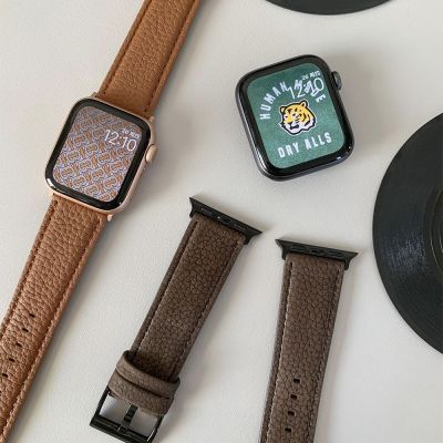 g2ydl2o สายนาฬิกาข้อมือหนังแท้ สําหรับ Apple Watch 8 iwatch7654321Se สายนาฬิกาข้อมือ ลายลิ้นจี่ สําหรับ Apple Watch