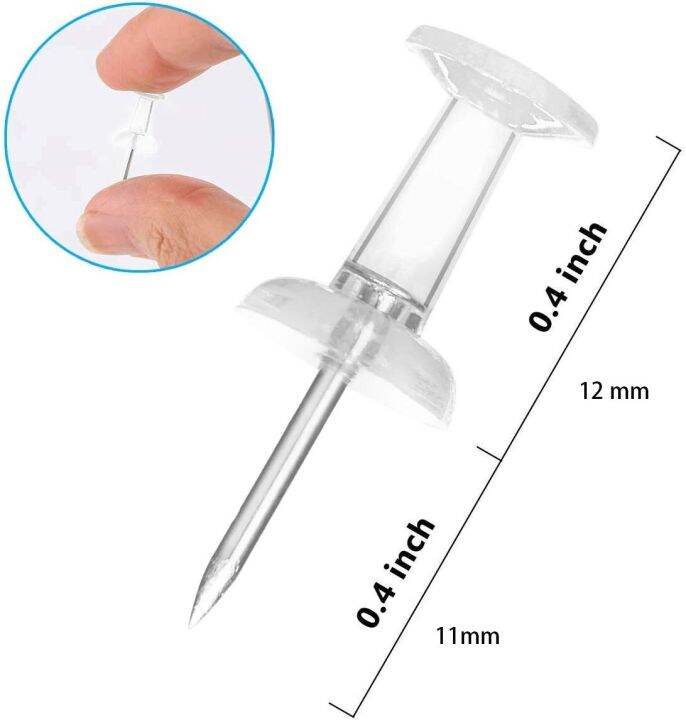 50-100ชิ้นหมุดกดนิ้วหัวแม่มือโปร่งใสพร้อมกล่องพลาสติกสำนักงานบ้านโครงการงานฝีมือของโรงเรียนแผ่นไม้ก๊อกวอลล์รูปภาพ