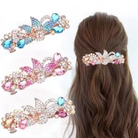 New Rhinestone Crystal Flower Hairpin Womens Simple Ponytail Hair Clip Fashion Hair Accessories