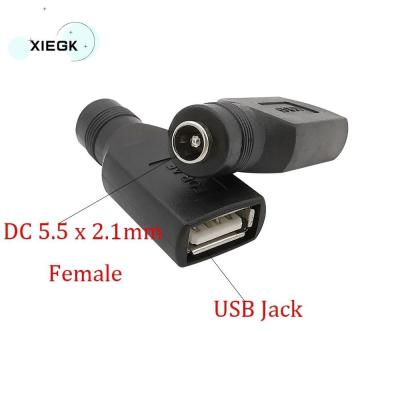 XIEGK สำหรับแล็ปท็อป ซ็อกเก็ตชาร์จตัวเมีย อะแดปเตอร์ไฟ DC 5V ค่ะ 2.0ยูเอสบี ตัวแปลงไฟกระแสตรง แจ็คไฟตัวเมีย หัวต่อ USB ซ็อกเก็ตปลั๊กตัวผู้