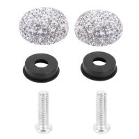 2Pcs/Set Premium Crystal Waterproof Rhinestones License Plate Frame Anti-Theft Screws Caps