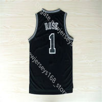 Mens stitched 1 derrick Rose JERSEY เย็บปักถักร้อยเสื้อบาสเกตบอลสีดำสีแดงสีขาวสีเขียว Fast shipping ขนาด S-2XL