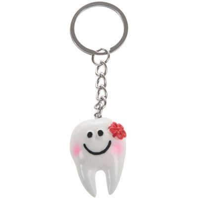 120 Pcs Keychain Key Ring Hang Tooth Shape Cute Dental Gift