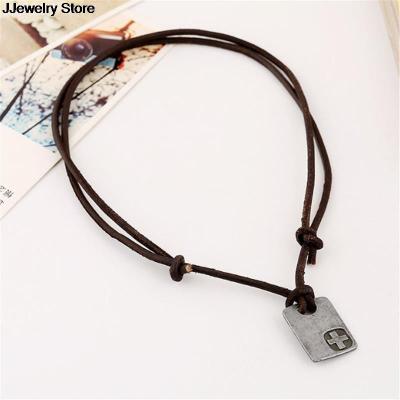 【CW】Male Jewelry Vintage Hemp Rope Leather Pendant Necklace Mens Colliers Colar Couro Hand Make Jewellery