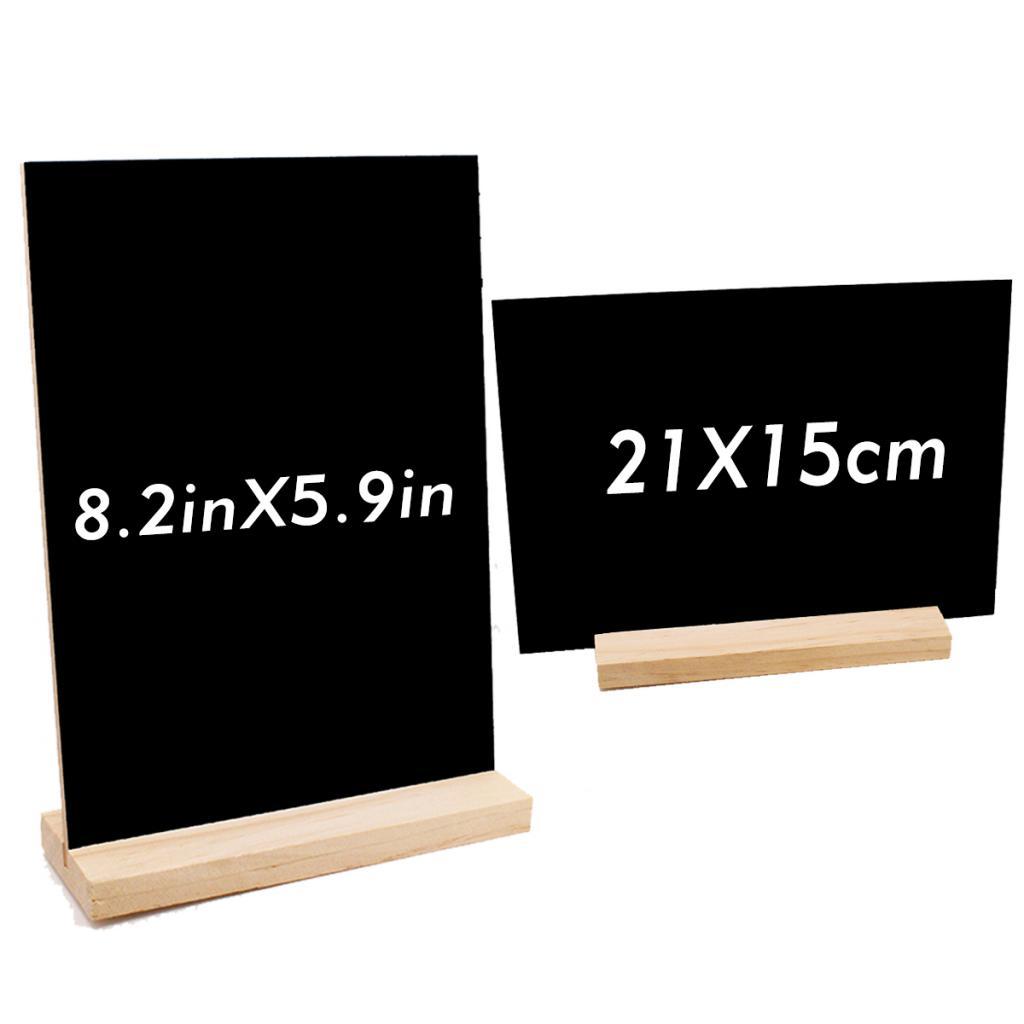 Removable Base, Retangle Tabletop Chalkboard Signs with Rustic Wood Stands 