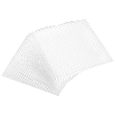 30 Pieces Plastic Mesh Canvas Sheets for Embroidery, Acrylic Yarn Crafting, Knit and Crochet Projects (10.6 x 10.6cm)