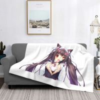 Chocola Smile Blush Flannel Blanket Anime Nekopara Kawaii Custom Bed Sofa Bed Blanket