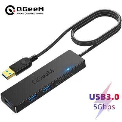 QGeeM USB Hub 3.0 Card Reader Splitter for Laptops Macbook 2015 5 Computer Accessories