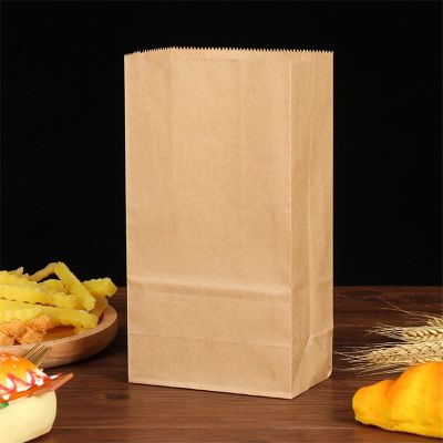 50Pcs 18x9x5cm Brown Kraft Paper Bread bags Cookie Snack Baking Packag Gift Bags Packing Biscuits Food Takeout Eco-friendly Bag