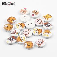 50Pcs Mixed Animal Painted Wooden Buttons For Kid Clothing Sewing Scrapbooking Decoration DIY Needlework Button Accessories 15mm Haberdashery