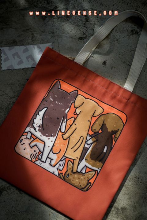 new-a-group-of-dogs-canvas-tote-bag-กระเป๋าผ้าแคนวาสลายแกงค์หมา