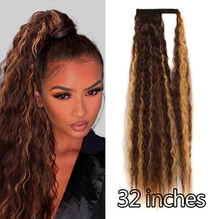 32 inches Kinky Curly Ponytail Wig Wrap Around Fake Ponytail Hair