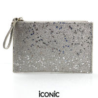 iCONiC SILVER STARS PURSE #6178 กระเป๋าเงิน นามบัตร ขนาด 14x9 ซม. สีเงิน ลายดาว วิบวับ ซิปทอง กระเป๋าใส่บัตร กระเป๋าสตางค์ กระเป๋าผญ