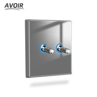 Avoir Wall Led Light Toggle Switch Crystal Gray Glass Panel Electrical Plugs EU French Standard Dimmer CAT6 Network 220V 16A