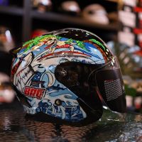 หมวกกันน็อค BRG BR-20 สี Shark Attack Gloss Black size XXL Helmets Open Face แว่น 2 ชั้น