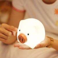 Cute Pig LED Children Night Light USB Rechargeable Bedroom Study Silicone Lamp Lighting  Ambient Light Touch Night Lamp Night Lights