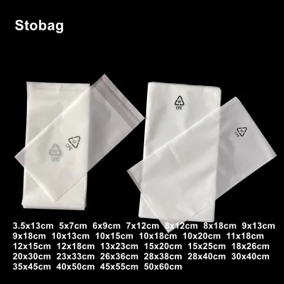 StoBag CPE Frosted Bag Sealed Clear Top Open Small Self Adhesive Phone Case Data Cable Packaging Electronic Product Pouches Logo
