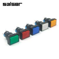 16mm Rectangular Power Push Button Switch With Lamp LA16-J-11D Self Reset Momentary Latching Fixed Lock 5 Pins LA16-J-11S Push Button