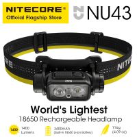 NITECORE NU43 USB-C ไฟหน้าชาร์จได้1400ลูเมนสำหรับตกปลาเดินป่าไฟทำงาน LED สำหรับ Trail Running แบตเตอรี่18650ในตัว