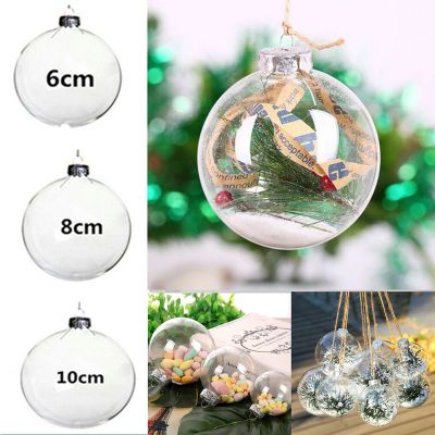 【CC】✙  Plastic Balls Baubles Sphere Fillable Xmas Ornament 6/8/10CM Wedding Bar Hanging Decorations