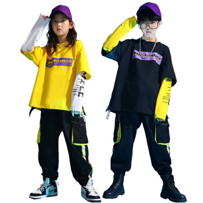 Lolanta 2Pcs เด็กผู้หญิงปลอม 2 ชิ้น TShirt Top + กางเกงชุดเด็ก Hip-Hop Dance เสื้อผ้า Street JAZZ ชุดเด็กกีฬา
