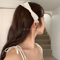 Korean version of the soft texture cream beige classic black cute texture bow duckbill clip spring clip hairpin hair accessories Hair Accessories