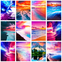 5D DIY diamond painting wave scenery Round Diamond Crystal Cross Stitch Kit home decoration size 30x40