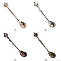 Alloy Retro Thistle Leaves Coffee Spoon Creative Vintage Black Teaspoon Ice-cream Honey Scoop Decorative Cutlery