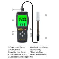 "AS218 Digital PH Meter, 0.00 ~ 14.00pH ดิน PH Tester,หน้าจอ LCD Backlight PH Meter Smart Sensor,การทดสอบน้ำระดับ PH,ข้อมูล,30นาทีปิดอัตโนมัติ"