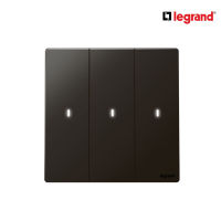 Legrand สวิตช์สองทาง 3 ช่อง สีดำ มีไฟ LED 3G 2Ways 16AX Illuminated Switch รุ่นมาเรียเซนต์ | Mallia Senses | Matt Black | 281015MB | บิทิสมาร์ท | BTiSmart