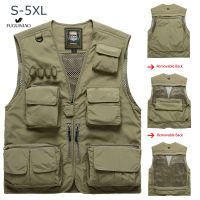 Fuguiniao Large Size Vest Mens Army Casual Waistcoats Sleeveless Fashion Coats Free 5 Pairs Of Socks M-7XL