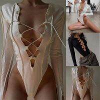 ♦♟ 【XL】New Arrival 【FUNWD】Sexy Babes Slim Hollow Out Long Sleeve Bodysuit Women Bandage Bodycon Club Crop