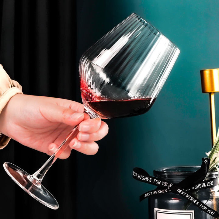 ถ้วยชามลายสร้างสรรค์-กระจกโปร่งแสง-แชมเปญส่วนบุคคล-ถ้วยค็อกเทล-ไวน์ผลไม้-ไวน์หวาน-แก้วไวน์แดง