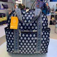 Lesportsac 2023 กระเป๋าเป้สะพายหลังแบบใช้คู่2442กระเป๋าถือรุ่นสหกรณ์พิมพ์ลายสีน้ำเงิน