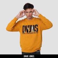 DAVIE JONES เสื้อสเวตเตอร์ ทรงโอเวอร์ไซส์ พิมพ์ลายโลโก้ สีเหลือง สีส้ม SW0040YE OR Logo Print Oversize Sweater in yellow orange