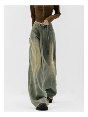 Y2K กางเกงยีนส์ขาบานฮิปปี้ขากว้างสไตล์เกาหลีสำหรับผู้หญิง,กางเกงยีนส์วินเทจ90S กางเกงขายาวใส่เล่นแนวสตรีท