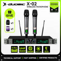 (ใหม่ 2023) ไมโครโฟนไร้สายระดับมืออาชีพ X-DUOMIC X-02 ช่องสัญญาณคู่, UHF ความถี่ลอยตัว 600HMz, ความถี่การจับคู่อินฟราเรด, เอาต์พุตอินเทอร์เฟซ XLR ที่สมดุล, ระยะรับสัญญาณเสาอากาศคู่ 100 เมตร