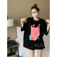 [S-5XL]KUSHดอกไม้เสื้อยืดคอกลมแขนสั้นสไตล์สตรีตพิมพ์ลายยอดนิยมของผู้หญิงคอตตอน 100% TD21