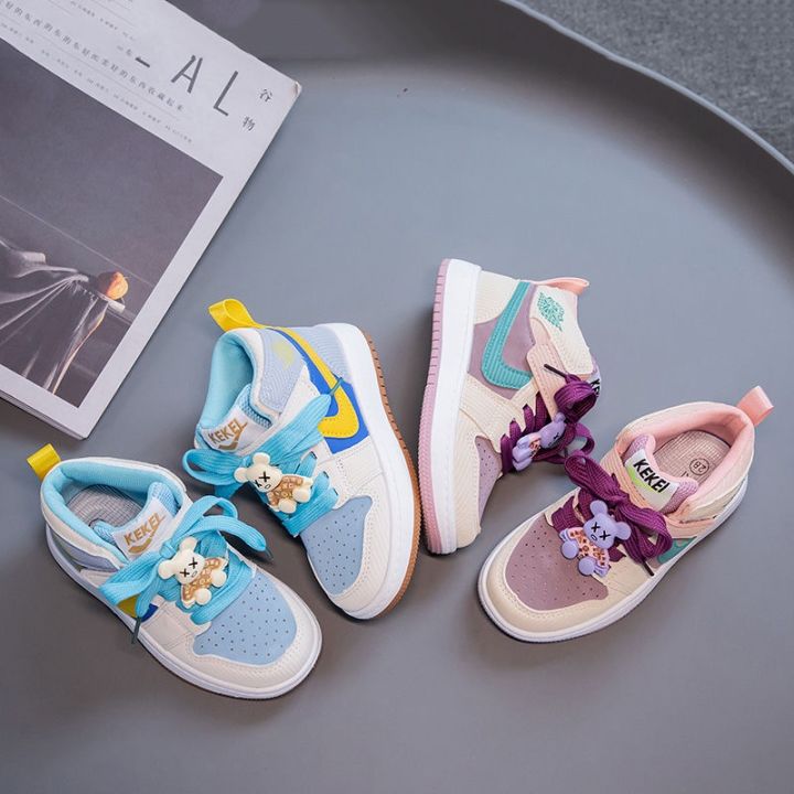 ya-zhou-long-รองเท้าผ้าใบเด็กระบายอากาศด้านบนสูง-รองเท้าวิ่งเด็กชายและเด็กหญิง-การออกแบบความคมชัดของสีแฟชั่น-ระบายอากาศได้