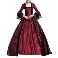 ร้อน, ร้อน★Dece Flor Medieval Renaissance Queen Ball Gown Bell Sleeve Maxi Dress Halloween Costume