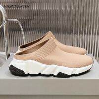 J50นิ้วเท้าทรงกลมคู่หญิงและชายรองเท้าแตะครึ่งถุงเท้าสไลด์พักผ่อน Sapatos ขนสัตว์ถักรองเท้าแฟชั่นกลางแจ้ง