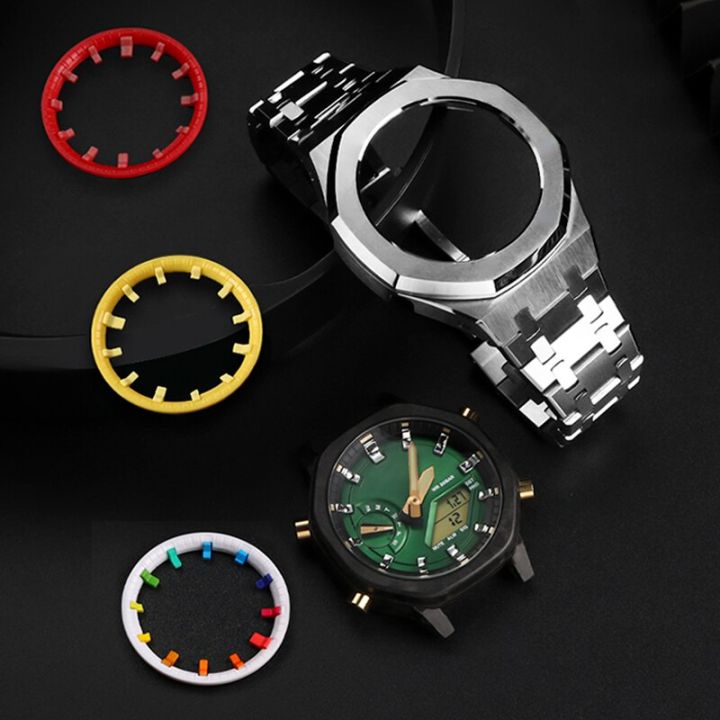 casioak-อุปกรณ์เสริมชั่วโมงสว่างสำหรับ-gm2100-ga2100-อุปกรณ์เสริมนาฬิกาข้อมือหน้าปัดกลมวงแหวนหมุนหน้าปัดนาฬิกาแบบทำมือ
