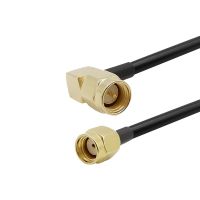Dual SMA Male RF Coaxial Connector Low-loss 0-6GHz LMR 200 Extension Cable Right Angle SMA Male Plug to RP SMA Male Jack Adapter Electrical Connectors