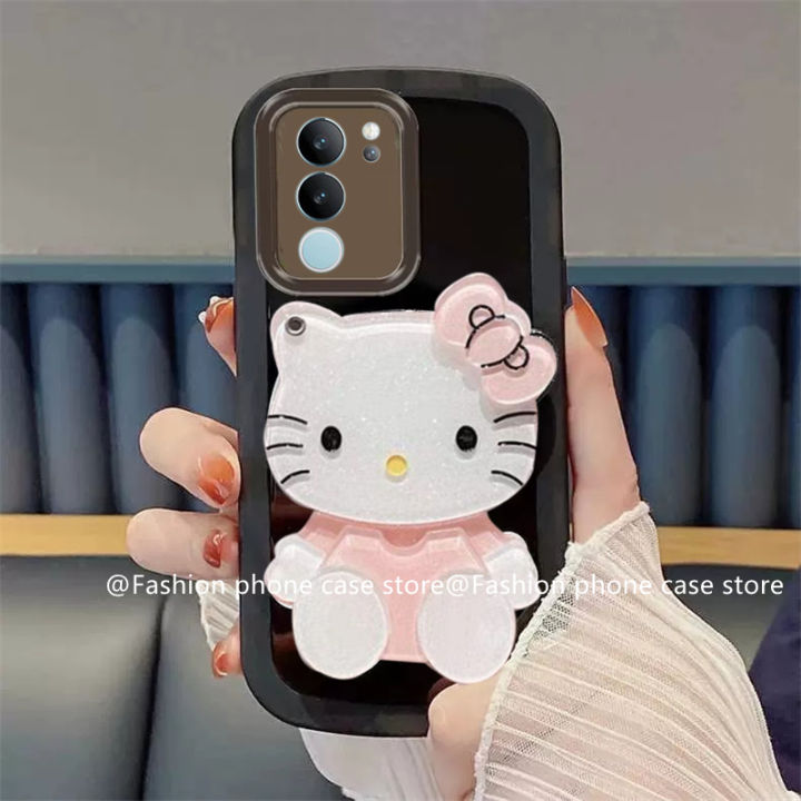 phone-case-เคส-vivo-v29-5g-สีใสพร้อม-hellokitty-ป้องกันเลนส์กระจกแต่งหน้าฝาครอบอ่อน-vivov29-2023