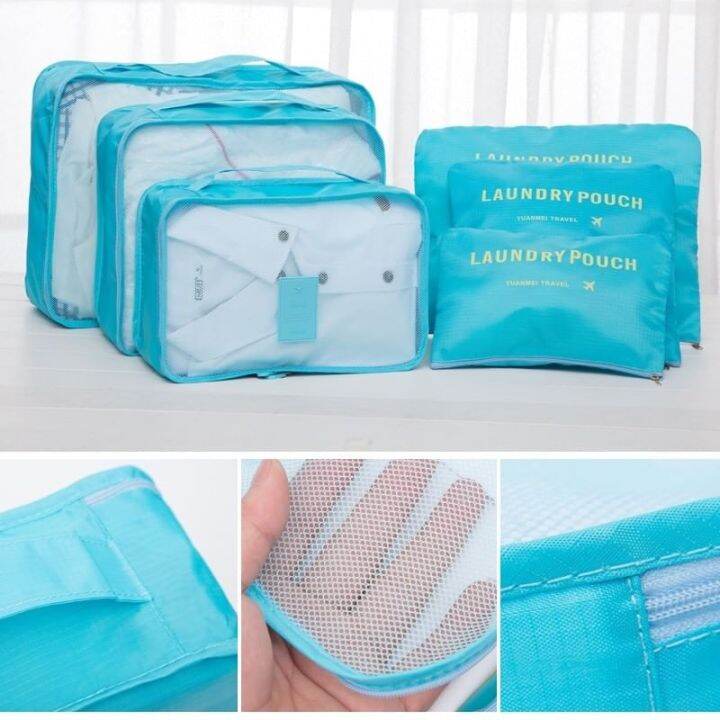 travel-bag-organizer-กระเป๋าจัดระบบ-กระเป๋าจัดระเบียบ-กระเป๋าจัดเซ็ต-กระเป๋าจัดของ-เซทกระเป๋าจัดระเบียบเดินทาง-1-เซทมีกระเป๋าขนาด-6-ไซส์คละสี